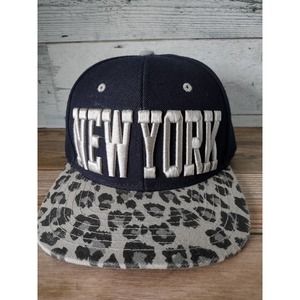 Mega New York Black Cheetah spot SnapBack Flat Brim Hat! Great Condition! Rare!